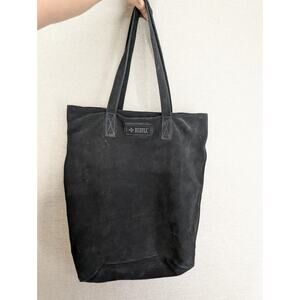 BERYLL Black Suede Leather Large North South Tote Bag